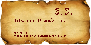Biburger Dionízia névjegykártya